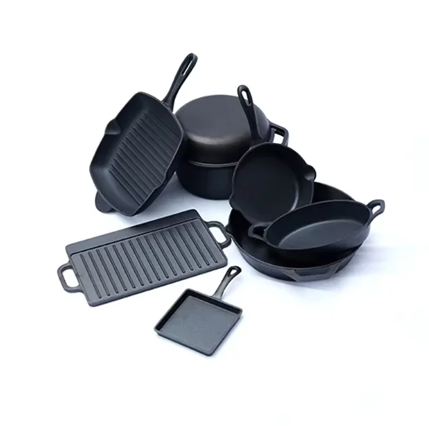 Professional Pre Seasond Cast Iron Pots and Pans 7 Pcs Outdoor Camping Cookware Sets Manufacturer Metal Minimalist Sustainable