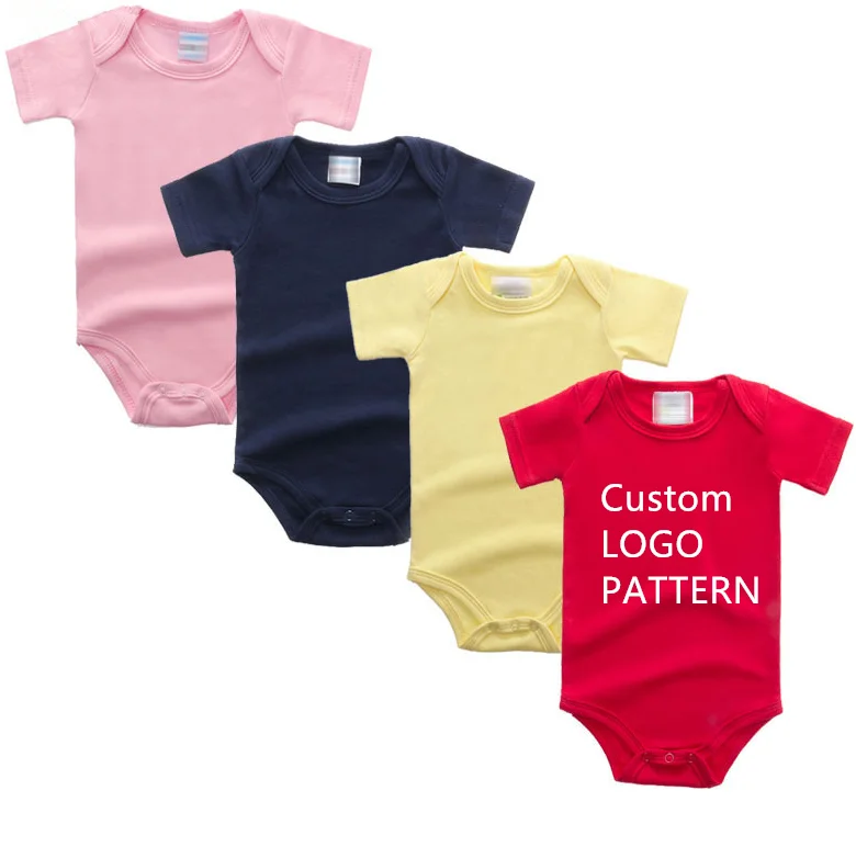 Детские хлопковые однотонные белые комбинезоны с коротким рукавом Onsie для новорожденных сублимационной печатью комплект одежды