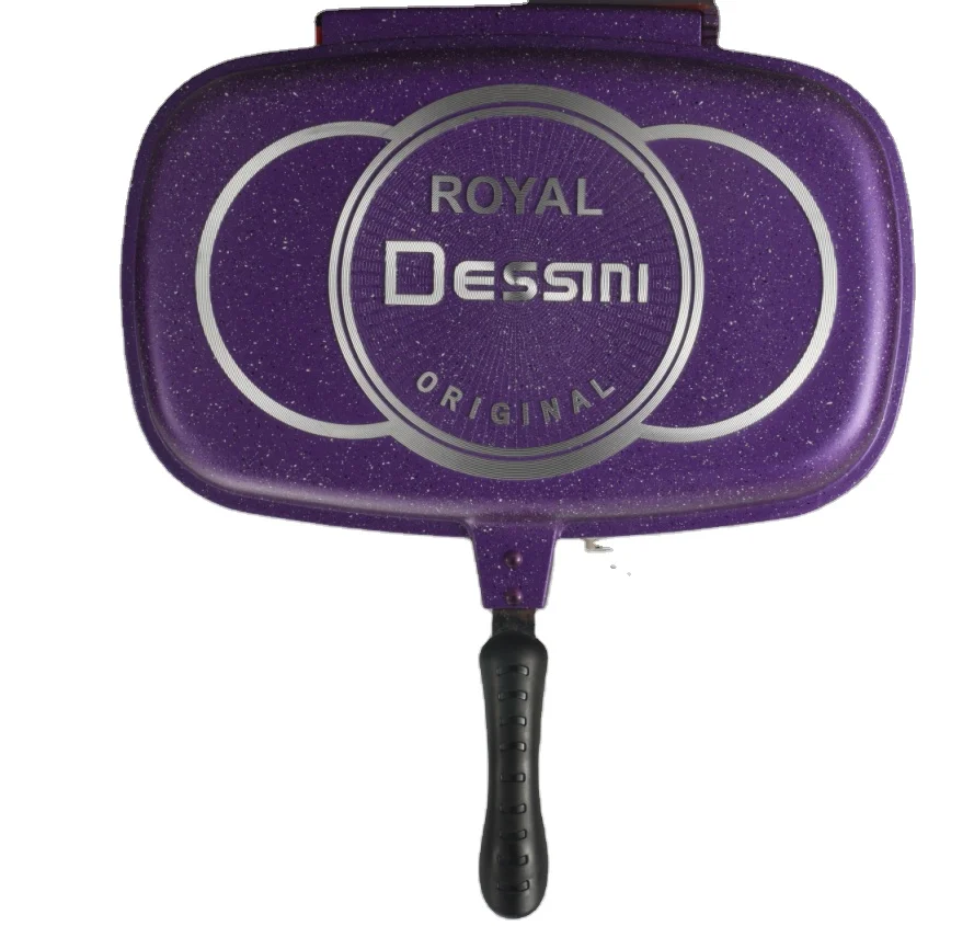 Die-casting Aluminum Non-stick Coating Fry Pan Double Side Grill Pan