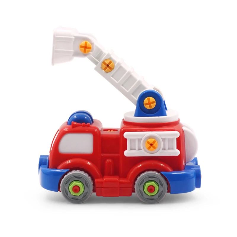 2022 Diy assembly removable Fire engine apart kids educational toys with electric drill or manual rotation table game