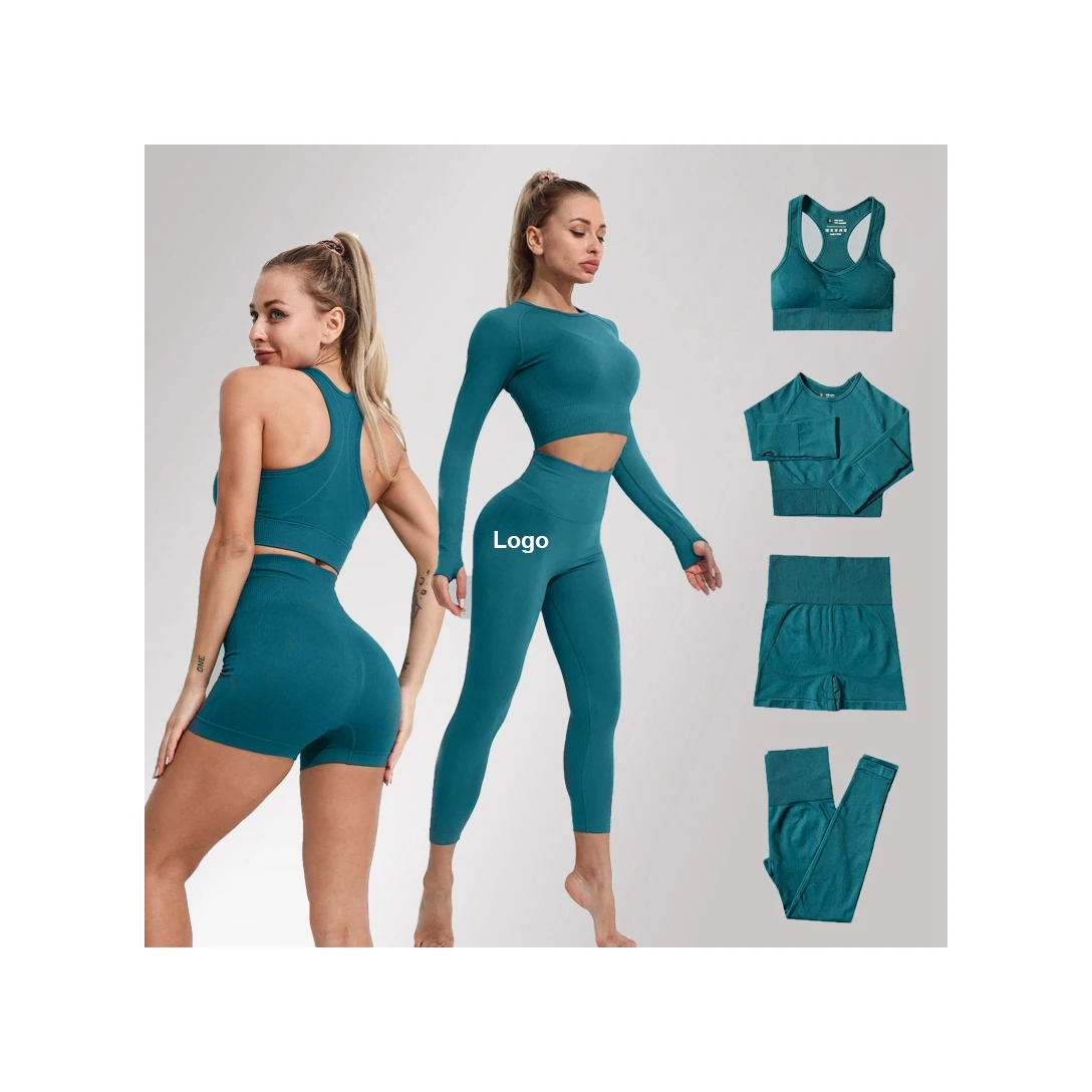 Trending hot products green Sportswear Women Gym High Waist Leggings And Bra Workout Clothes Seamless Fitness Yoga Set