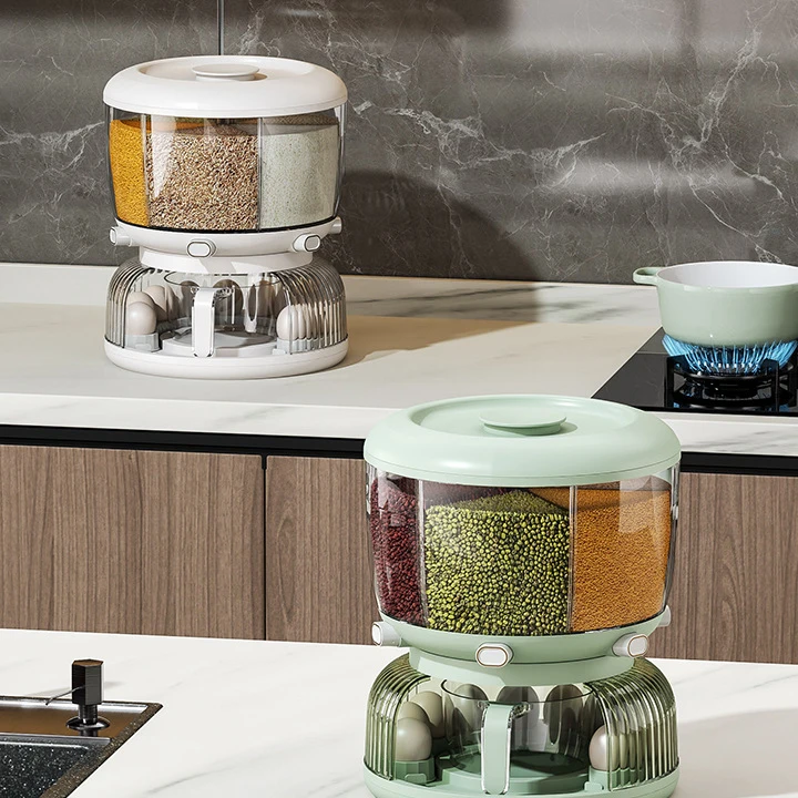 DS1830 Rotating Food Dispenser Sealed Cereal Dispenser Rice Tank Grain Box Rice Dispenser Rice Grain Storage Container
