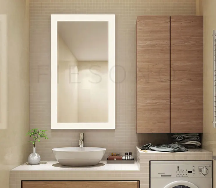 hot sale cheap bathroom mirror door with touch switch and LED lighting for bathroom cabinet