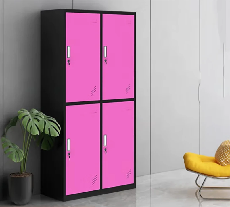 Supermarket 4 Door Steel Locker Stainless Steel Cabinet Coloured Steel Wardrobe
