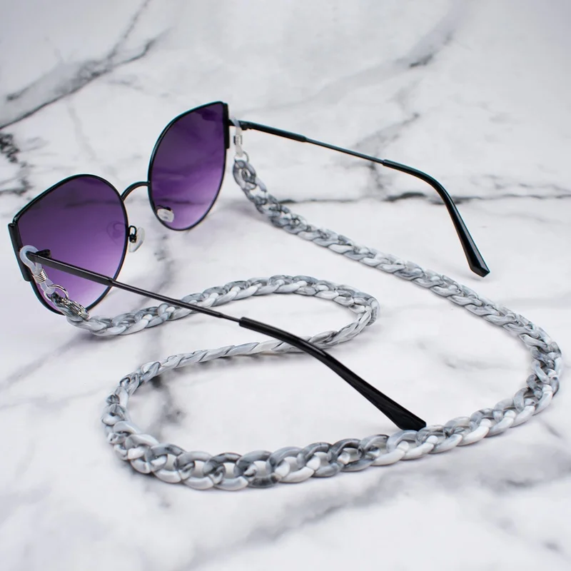 New Trendy Multiple Dual -color 1.1*70cm Acrylic Chain Sunglasses Eyeglass chains face Masking holder for sunglasses