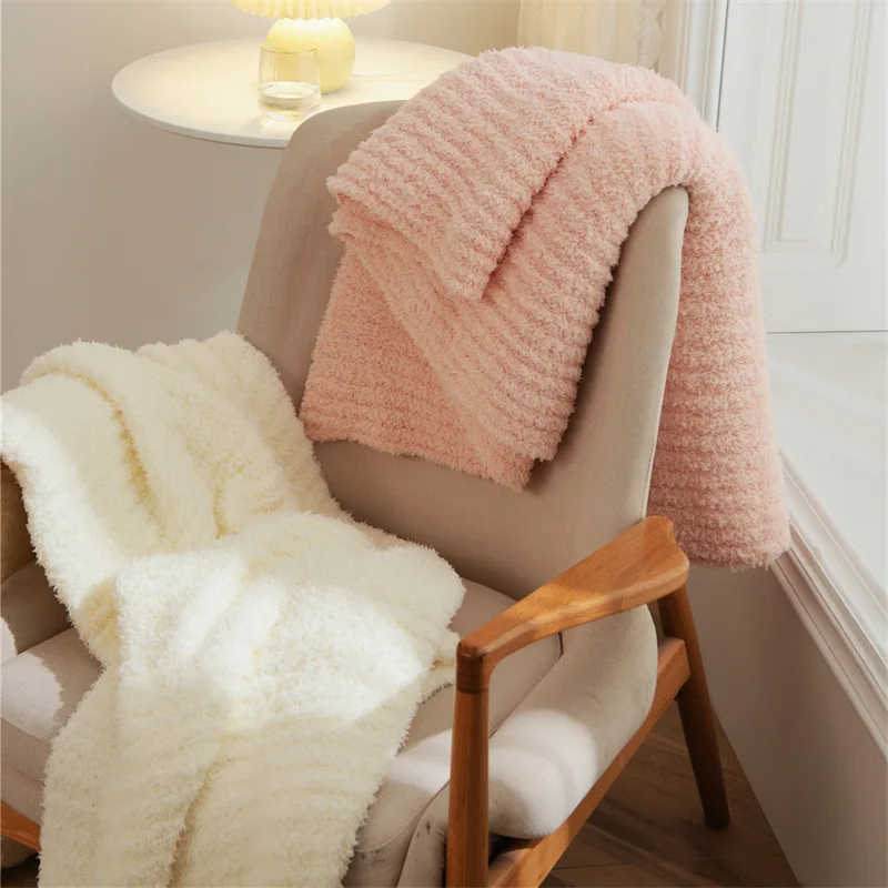High Quality Winter Microfiber Fluffy Throw Knit Blanket For Sofa and Bed