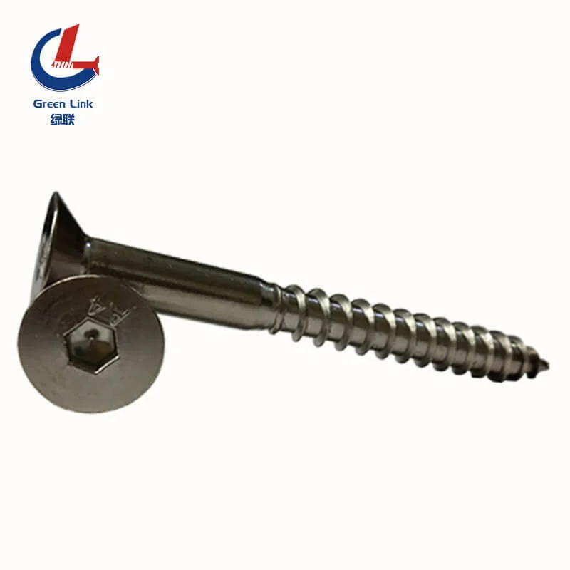 Stainless Steel Hot Forging Long Hex Socket CSK Head Wood Screw DIN7997 Flat Allen Head Wood Screw