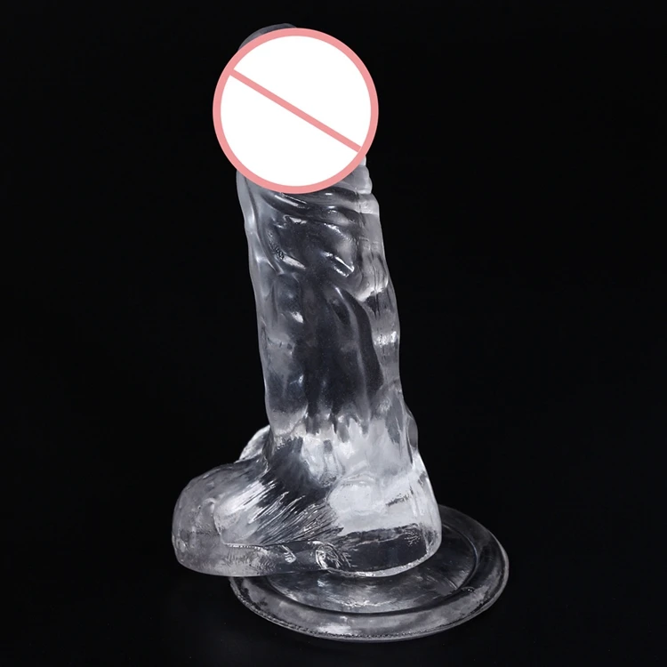 Thrusting 3.35 inch TPE artificial transparent suction cup mini thin slim simulation small penis crystal silicone g spot dildo