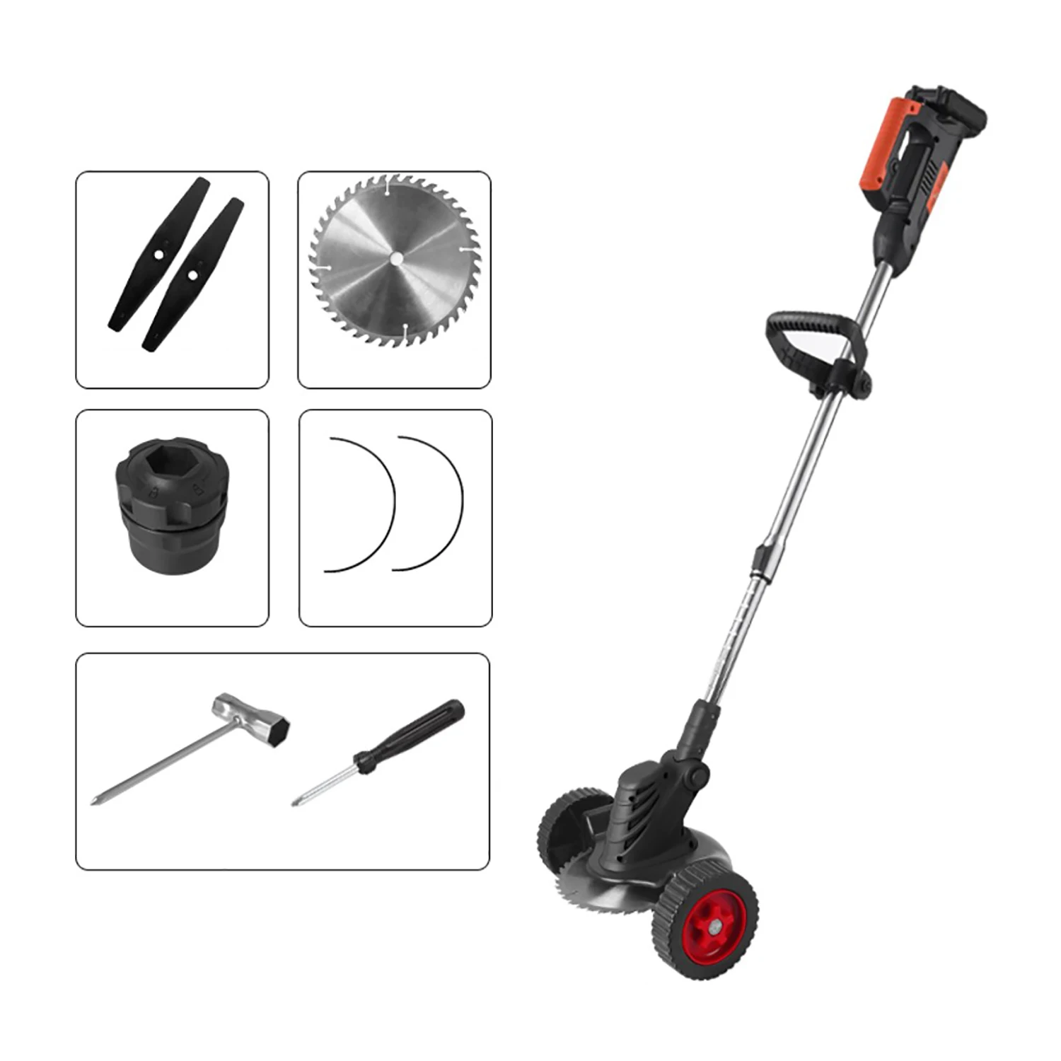 VERTAK Cordless Grass Cutter Trimmer Household Brush Cutter Portable Grass Cutting Machine with Wheels