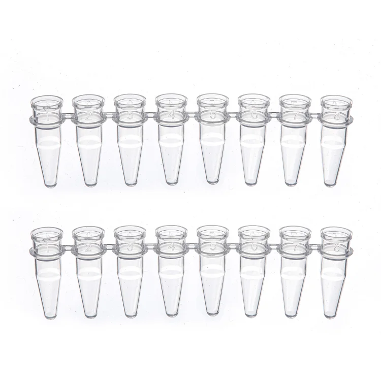
Flex Free Tube(8 Stripes) White Biobase Reaction Plastic Attached 0.2ml 8 Strip Medic Mould Maker Pcr Tube Srtips With Flat Top 