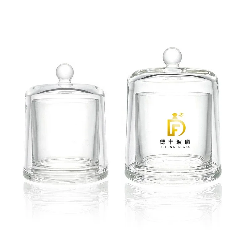 Good Quality Dome Candle Jars Container With Covers Empty Bell Shape Glass Candle Jars With Lids