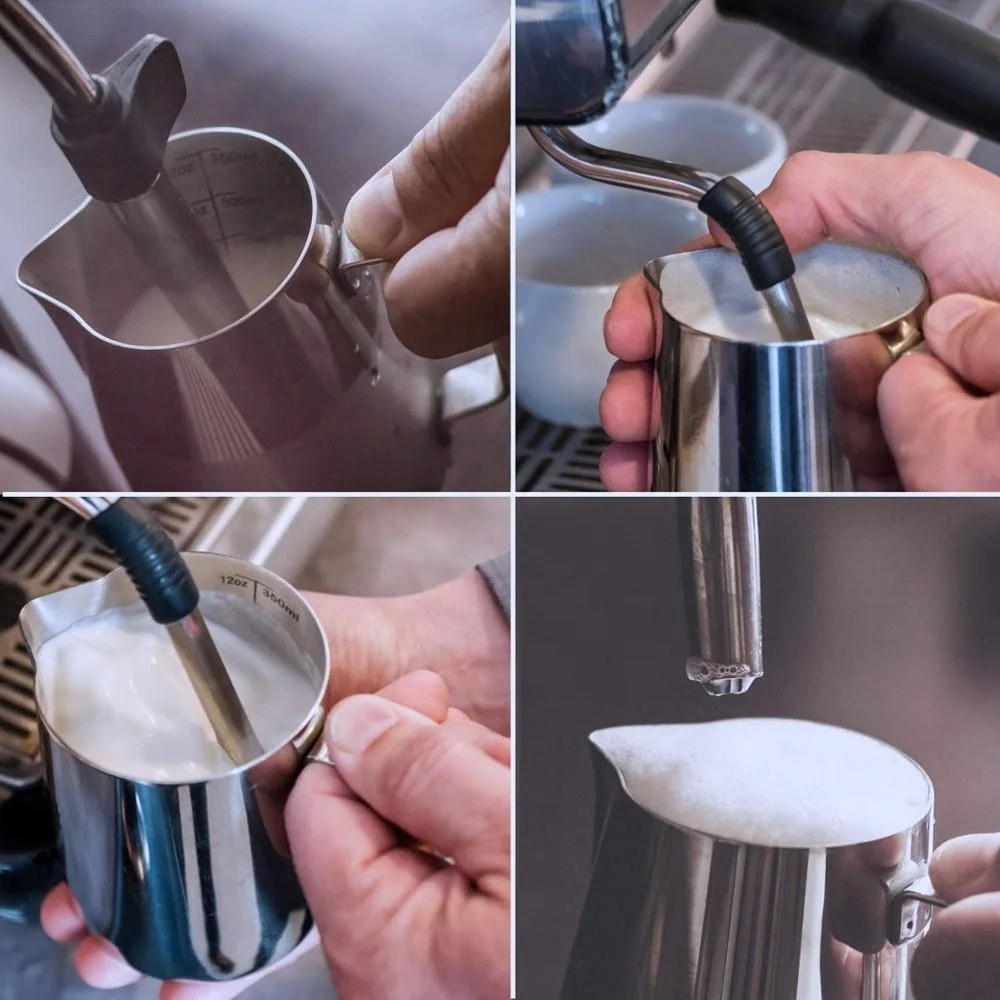 Milk Frothing Pitcher 12 Oz Milk Frother Steamer Cup Stainless Steel Espresso Cup