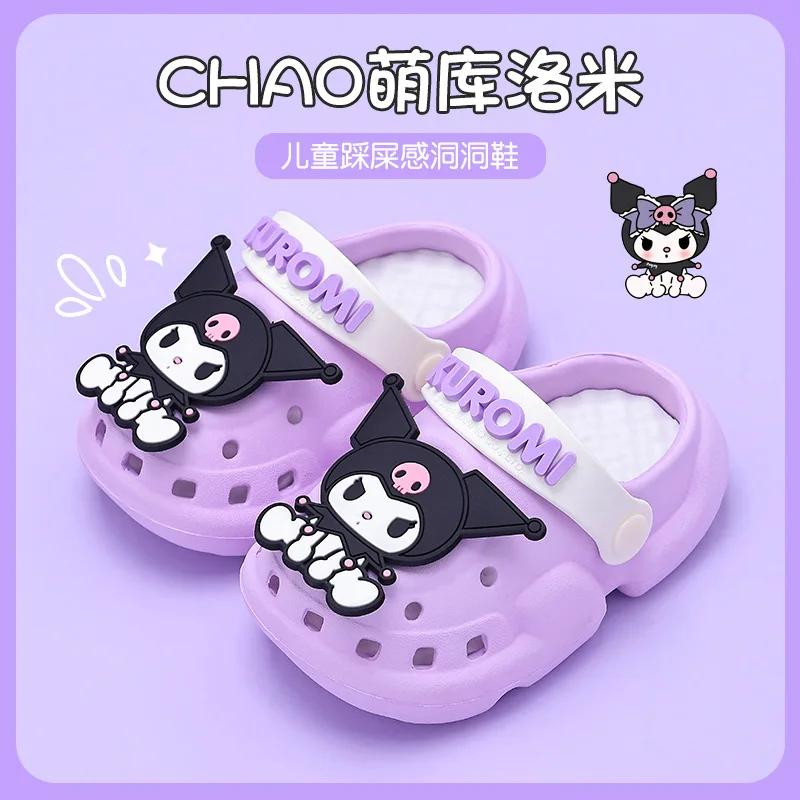 2024Anime Sanrioed Children Slippers Kuromi My Melody Kawaii Summer Outdoors Beach Anti-Slip Sandals Baby Toys for Girls