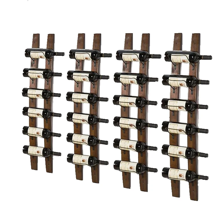 High Quality Wall Mounted Wooden Wine Bottle Rack Easy Installation Wood Wine Shelf for Home Wine Cellar Decoration