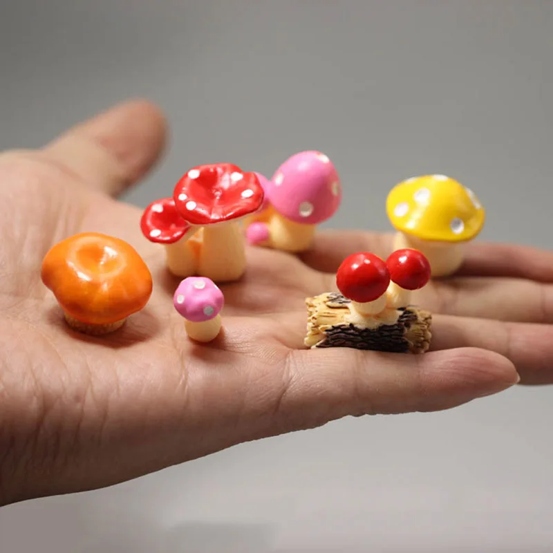 Mushroom Miniature Figurines DIY Fairy Garden Accessories Mushroom Cake Toppers Micro Landscape Plants Decoration