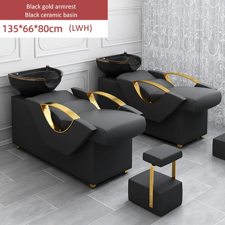 Hair Wash Clean Salon Product Lay Down Black Sink Chair Heavy Shampoo Wash Hair