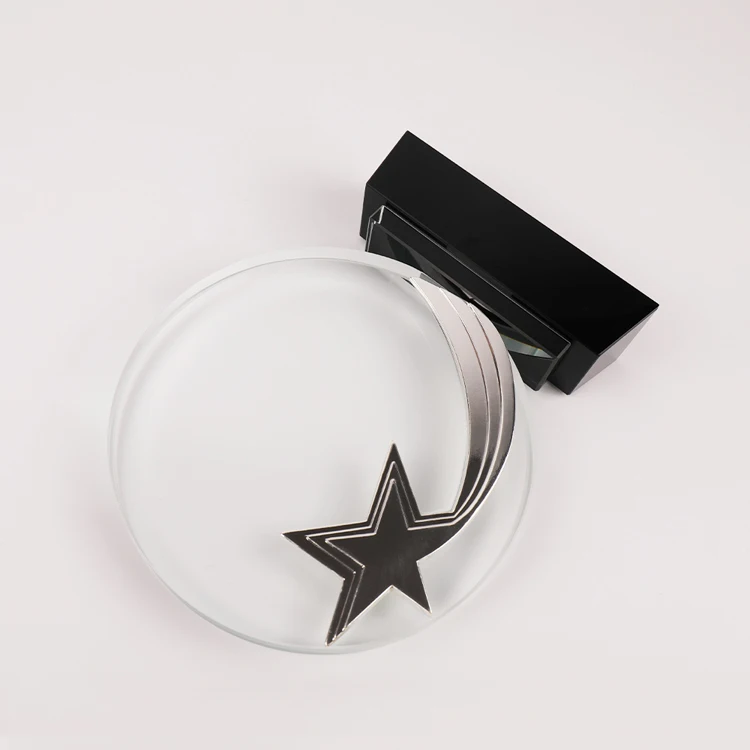 Gold silver bronze resin Star Glass Crystal  plaque Trophy and Award MH-NJ0167