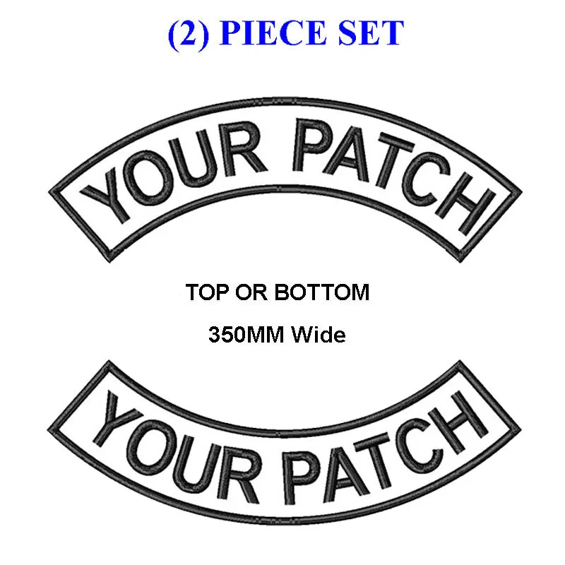 Custom texts top and bottom rock embroidered patches iron on biker rider embroidery patch