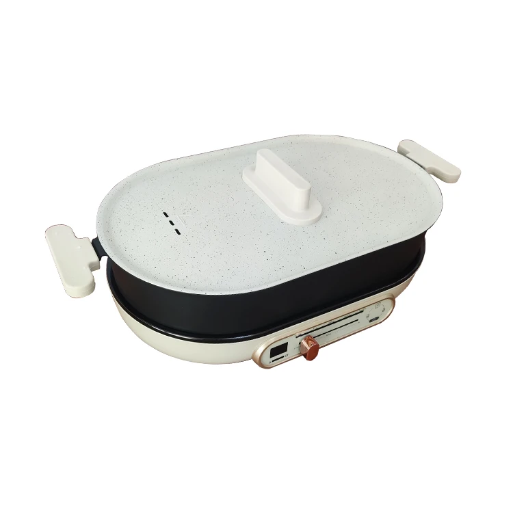 2 In 1 Hot Pot And Bbq Grill Indoor Electric Barbecue Grills Easily Cleaned Smokeless Electric Cooking BBQ Grill Hotpot