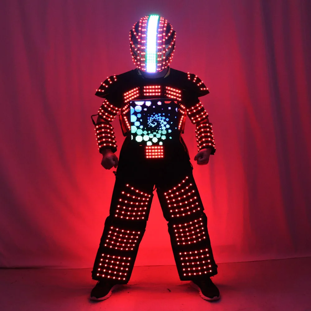 Светодиодный костюм-робот, костюм для танцев на сцене, трон, RGB-подсветка, сценический костюм, куртка, пальто с полноцветным умным дисплеем