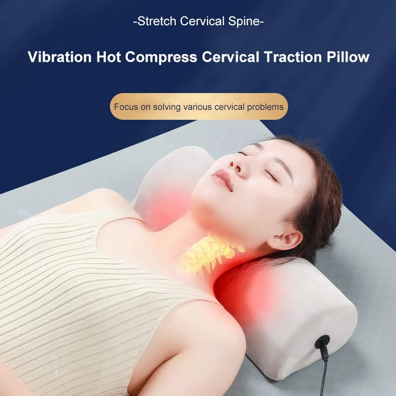 Soft Comfortable Vibration Hot Compress Massage Pillow Cervical Leg Shiatsu Massager Simple Control Timing Memory Massage Pillow
