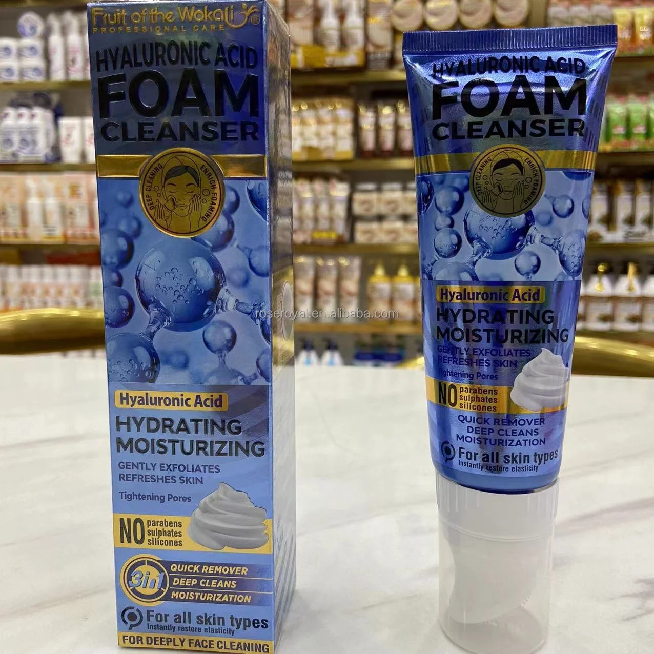 Wokali  Pure Natural Fruits Extract -HYALURONIC ACID  Foam CLEANSER of DEEP CLEANING, BRIGHTENING,REGENERATION& MAKE UP REMOVING