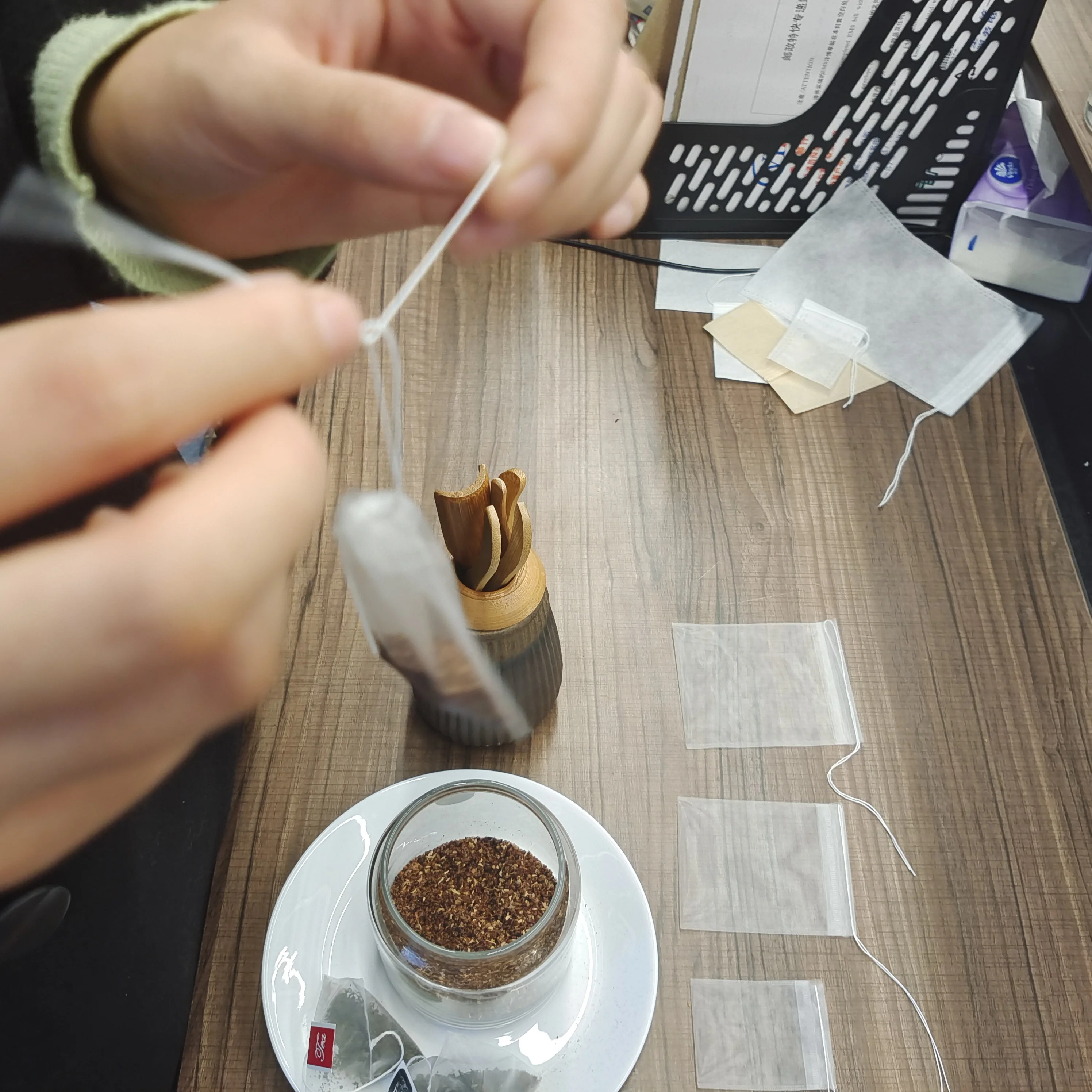 Empty Nylon Mesh Bags for Loose Tea  Herb Spice with Thread Tea Filter Bags