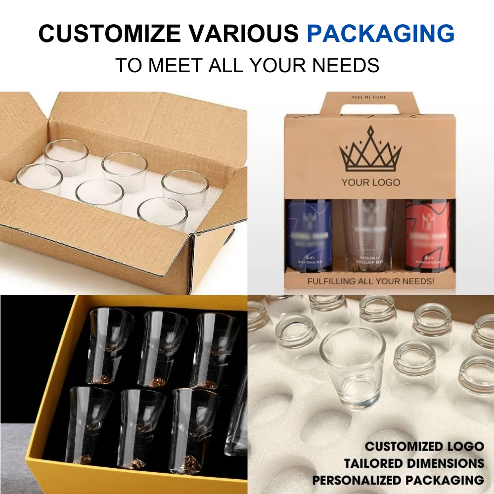 Wholesale Custom Logo Branding Shot Glasses Sublimation Blank Whiskey Glassware Small Bullet Tumbler