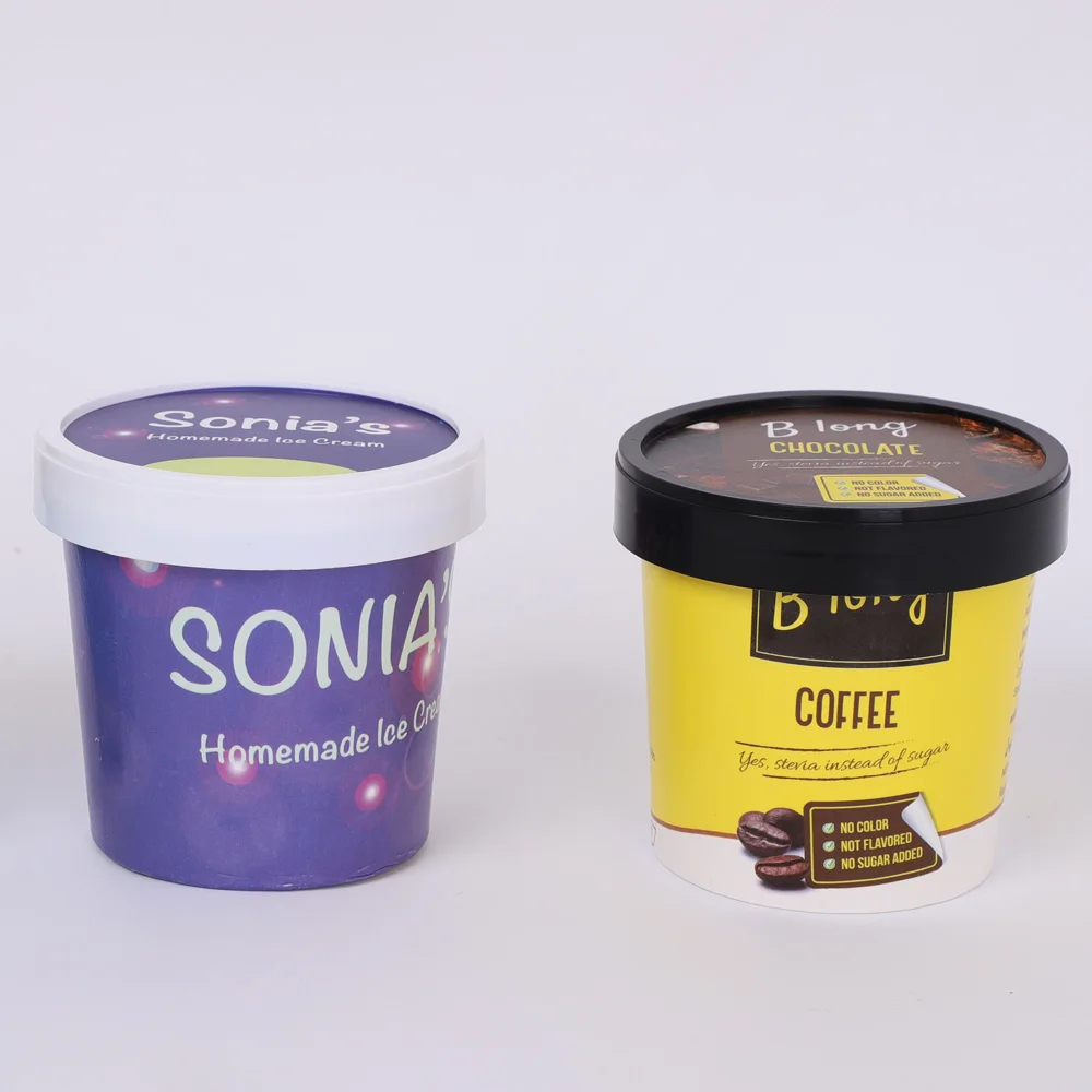 Disposable Ice Cream Container Tubes Paper Packaging Dessert Yogurt Ice Cream Cup With Lids