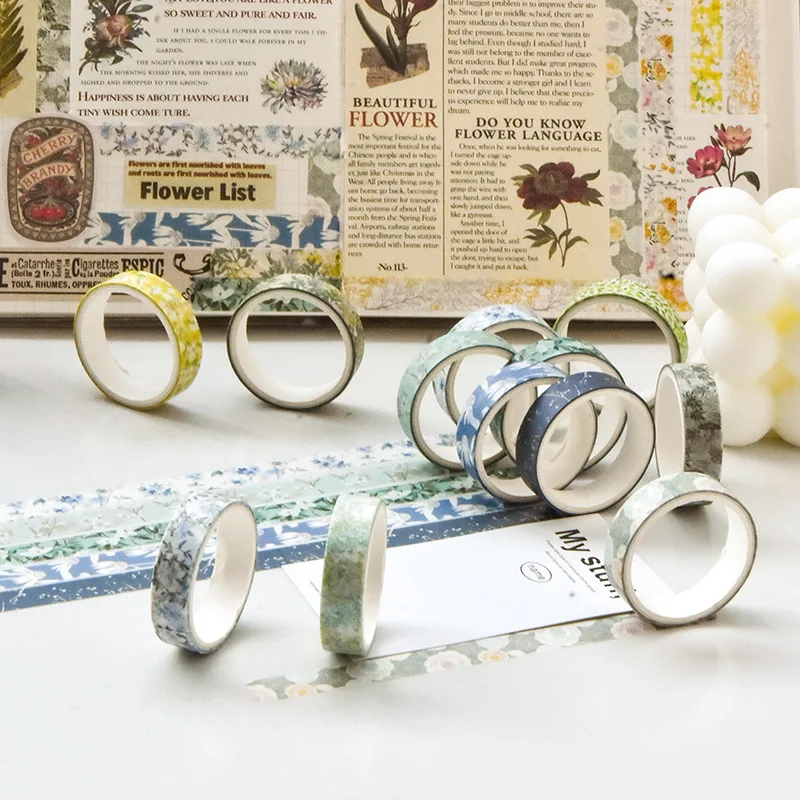 5 rolls simple design flower washi masking tape set with customized box