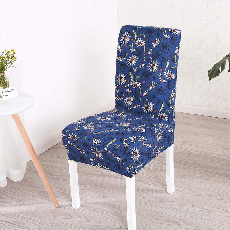 Dining chair covers living room stretch spandex polyester dining home elastic floral print chair covers stretch fabric