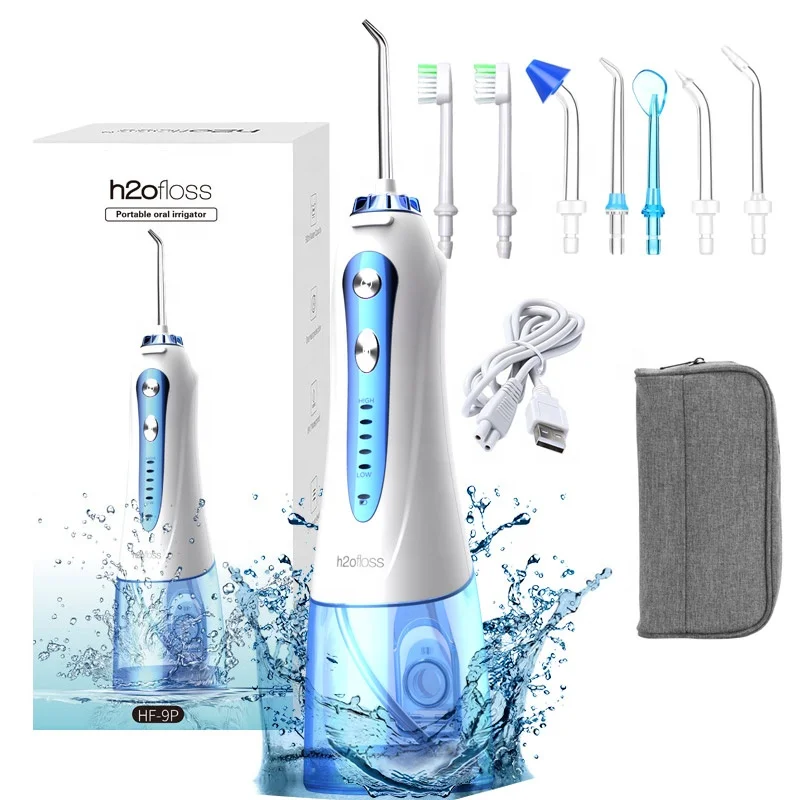 2022 OEM Portable dental water flosser cordless rechargeable oral irrigator  300ML IPX7 5 Modes dental water jet