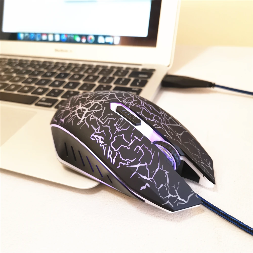 
Wired 7 Colors Breathing LED Light Up Custom 6D Gaming Mouse 