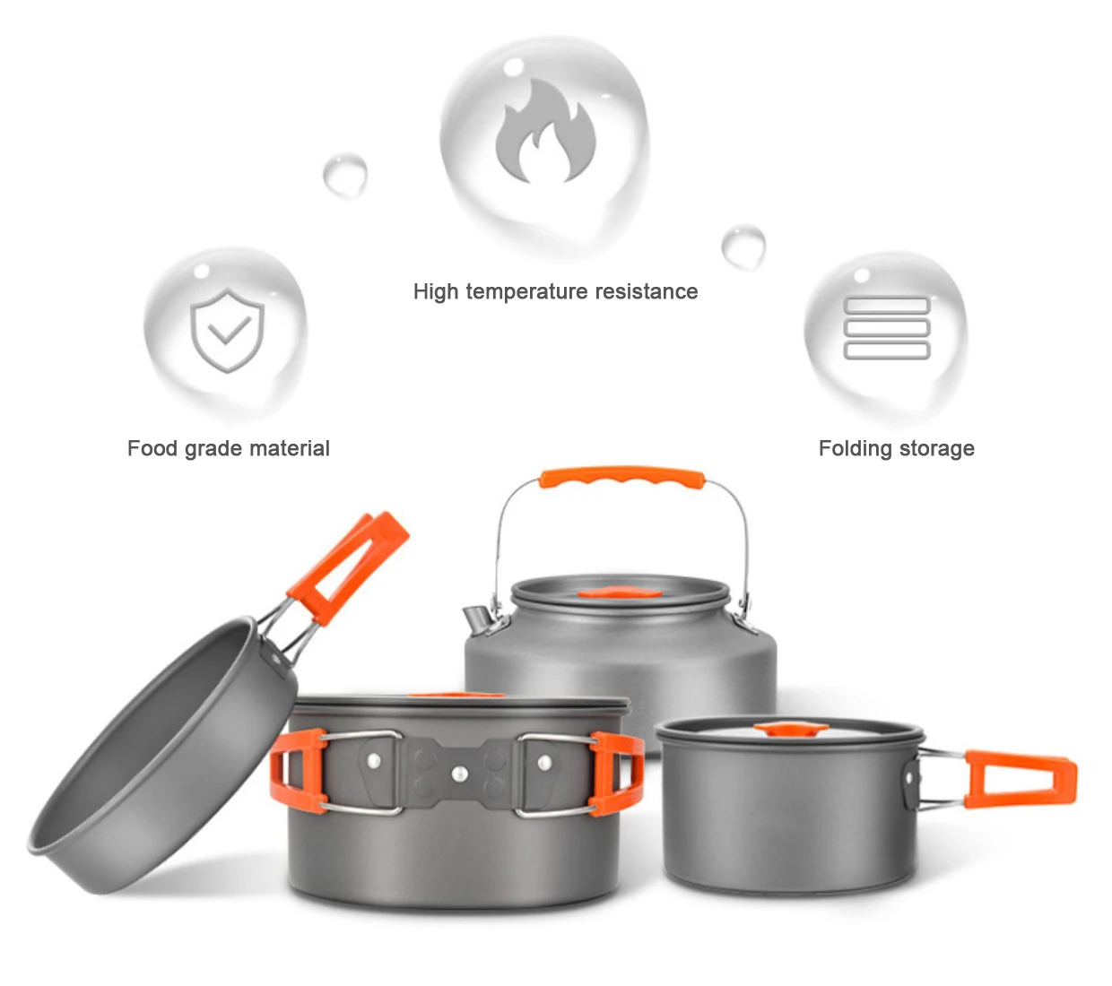 Custom Multiple Styles Backpacking Ultralight picnic Portable Cooking Utensils Folding Outdoor Pan Pot Bowl Camping Cookware Set