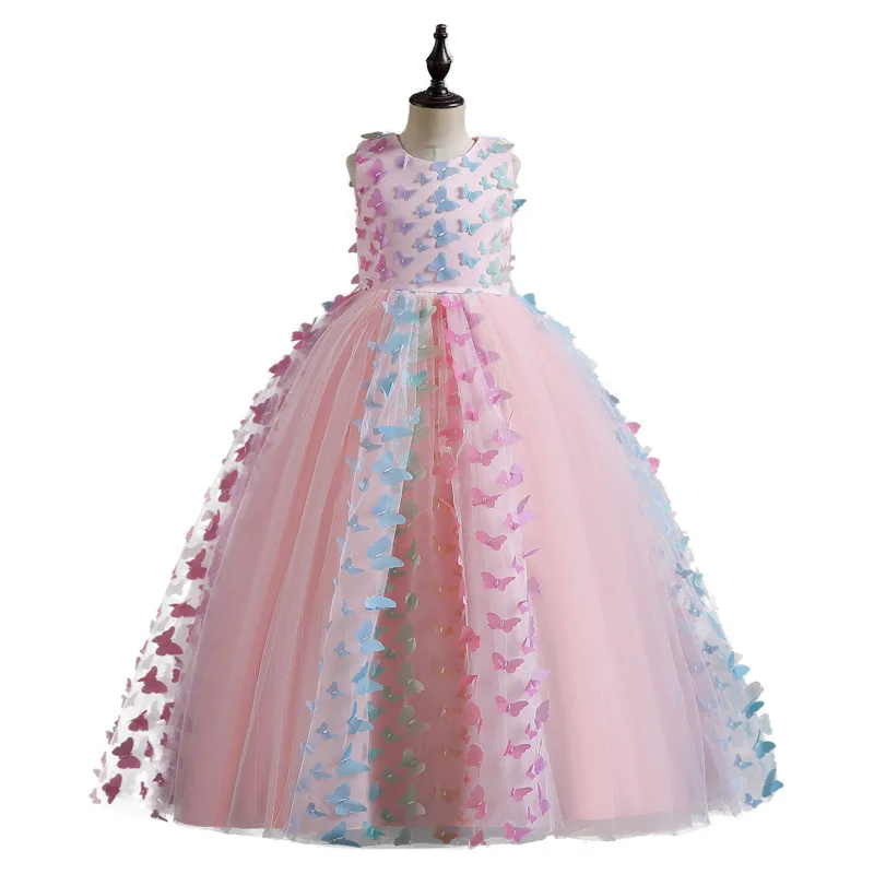 5-10 Years Kids Baby Girls Tutu Dresses Birthday Pageant Ball Gown Rainbow Tulle Wedding Party Dress For Kids Girls Long Dress