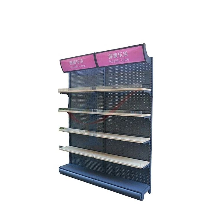 Wall  supermarket steel shelf supermarket shelf ,single shelf with light box