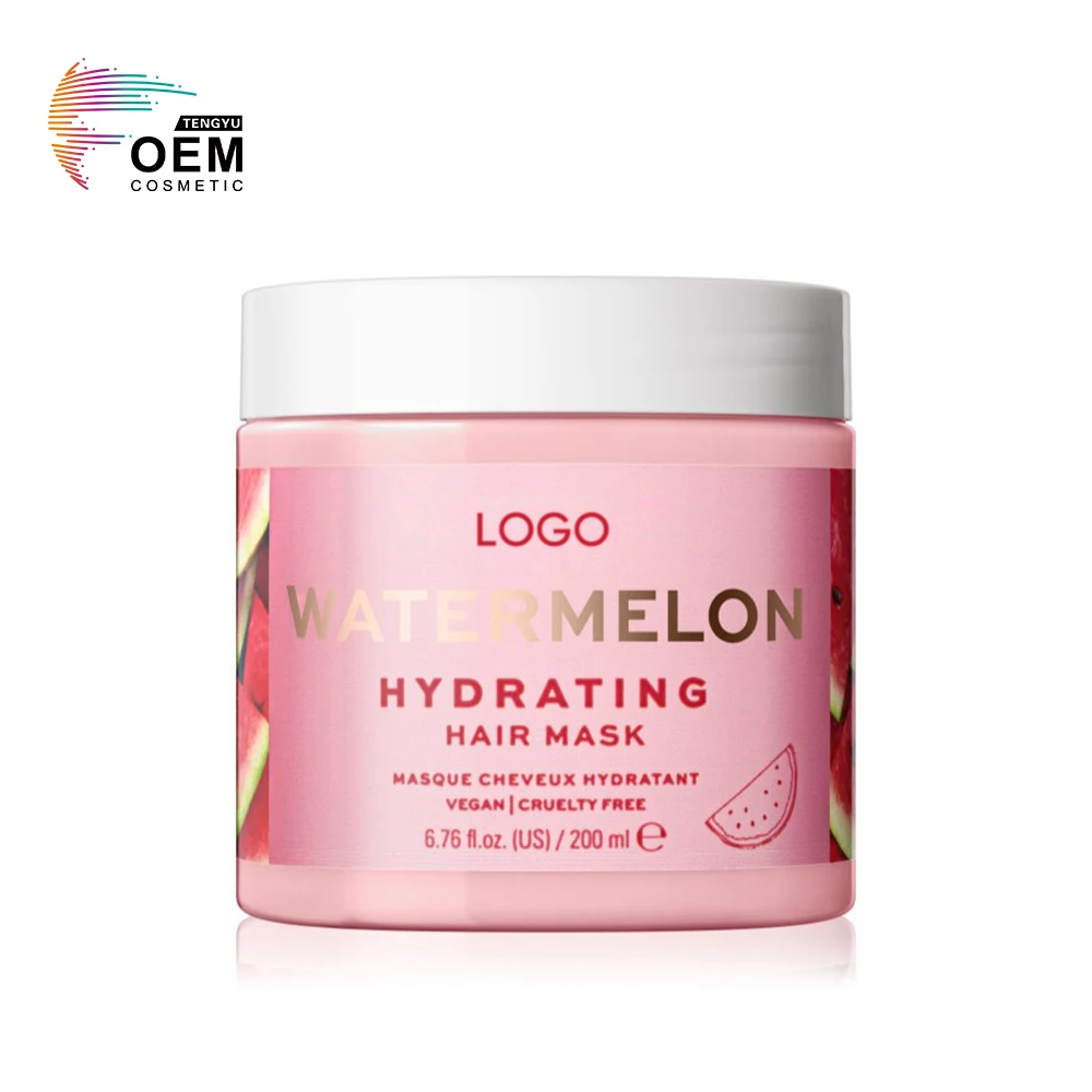 Private Label 200g Hair Protects Treatment Shea Butter Strengthen Refreshing Hydrating Watermelon Hair Mask For Dry Damaged Hair