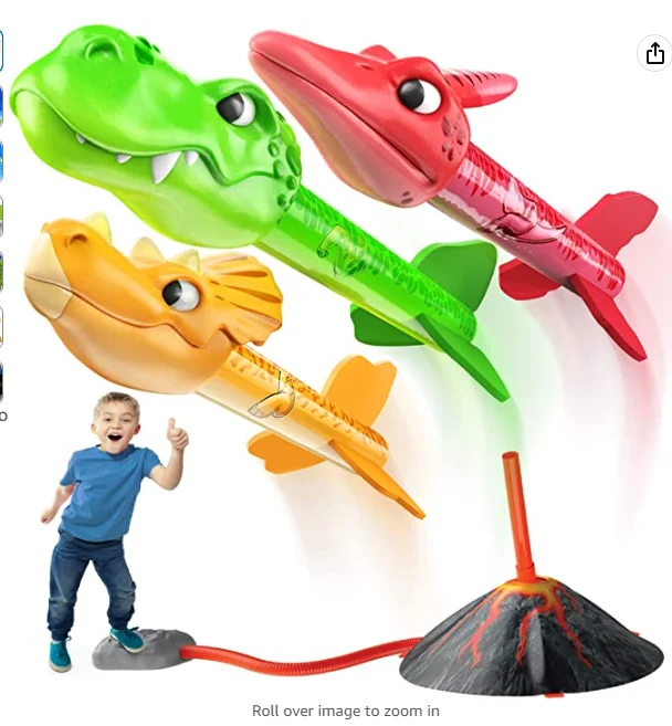 Outdoor Toys Family Fun Launch Up To 100 Ft Dino Blasters Dinosaur Rocket Launcher For Kids