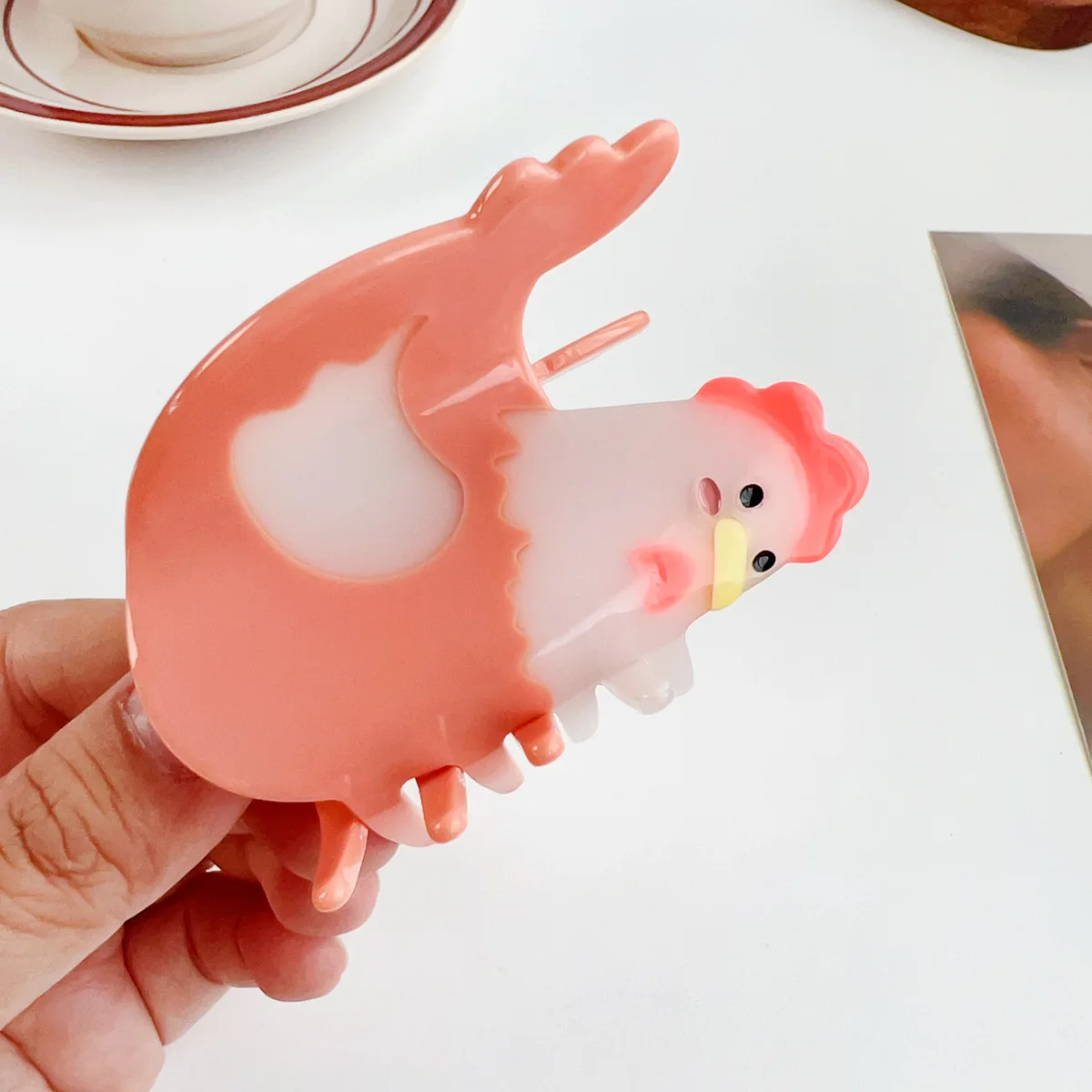 Cute Farm Animal Chicken Shape Hair Claw Clips Acetate Cow Barrettes for Women Girls Braids Ponytail Pig Hair Accessories