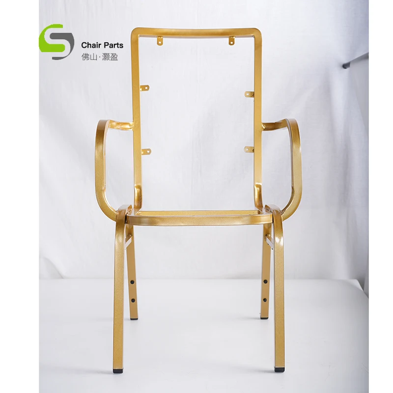 Unfinished Raw Steel Metal Armrest Dining Chair Frames Without Fabric Upholstery