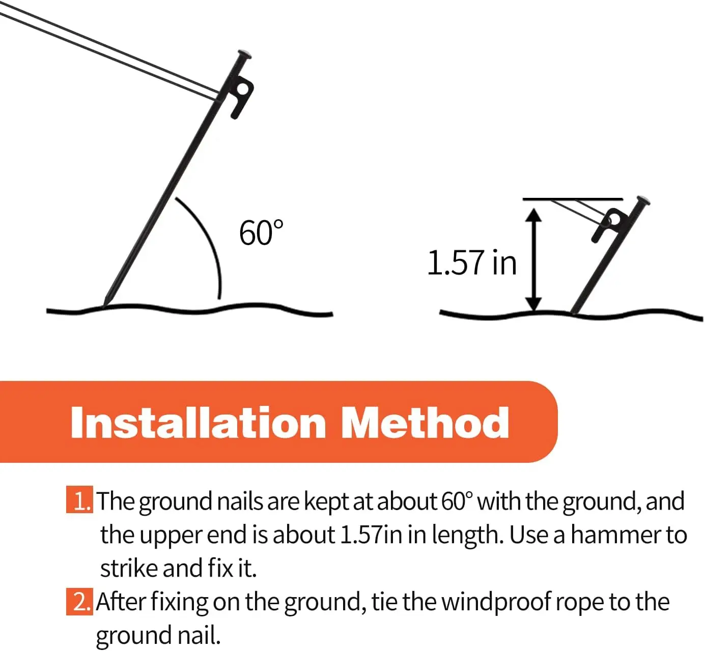 Factory Wholesale High Quality Tent Stakes Heavy Duty Steel Tent Pegs for Camping Unbreakable and Inflexible