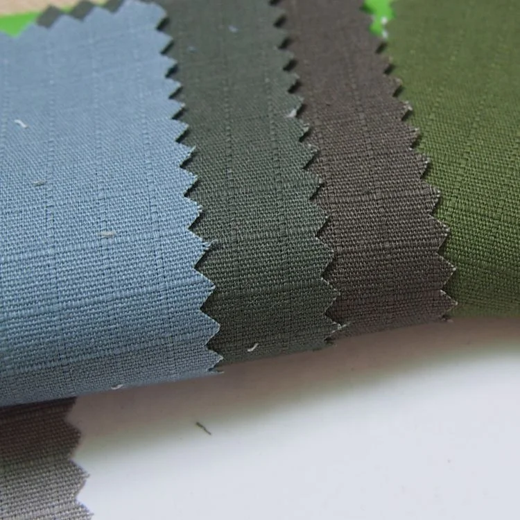 Cotton Fabric Clothing Tear Resistant Five Point Green Black Khaki Cotton Checkered  Fabric