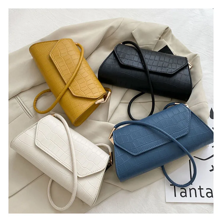 2021 Simple Design Underarm Purse Women Shoulder Crocodile Pattern Pu Leather Bags On Sale