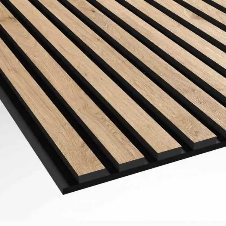 ECOUPP Eco-Friendly Akustik Panelen Natural Veneer Slat Wood Panel Pet Felt Foam MDF Polyester Material Acoustic Wall Panel