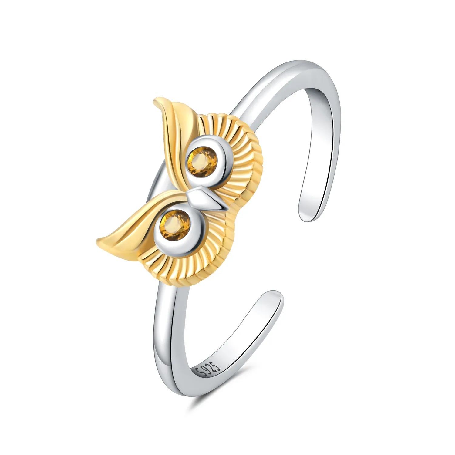 Fashion personality S925 Sterling Silver CZ Rings for Women gifts simple Diamond Love glasses owl Open rings Jewelry wholesale