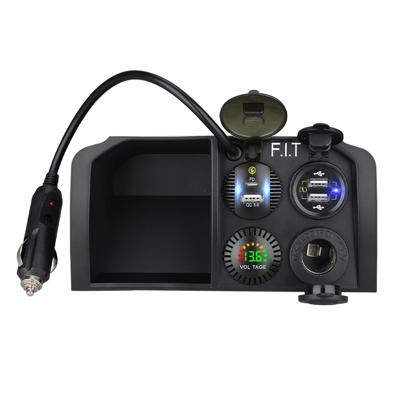 Factory Supply Type C Socket 12 V Fast Charger Sockets 5V3A 18W*4 Pd Qc3.0 Car Charger