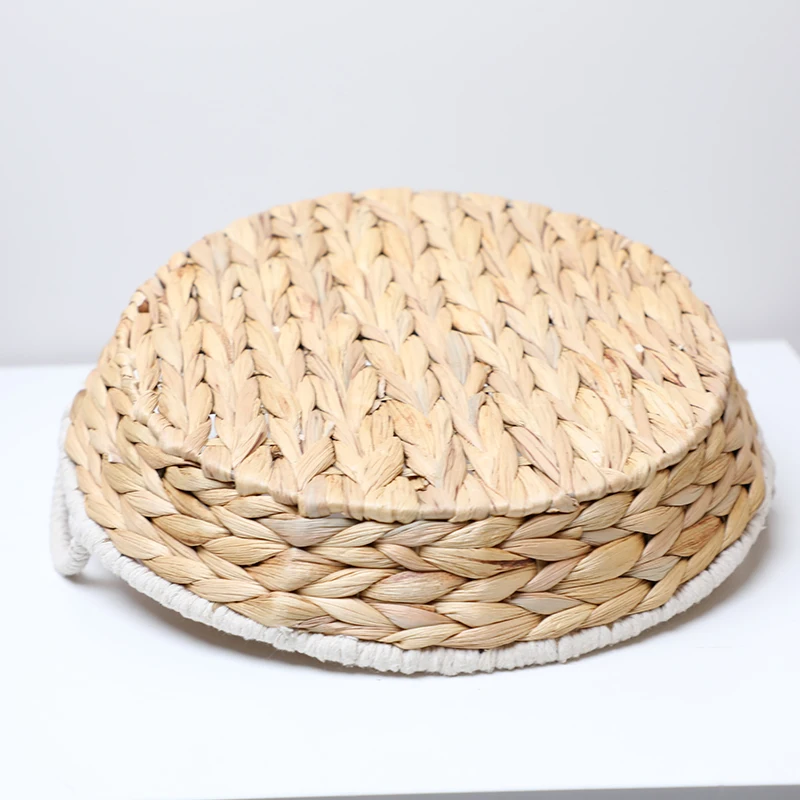 Decoration Water Hyacinth Grass Seagrass Round Woven Tray For Living Room and Bedroom