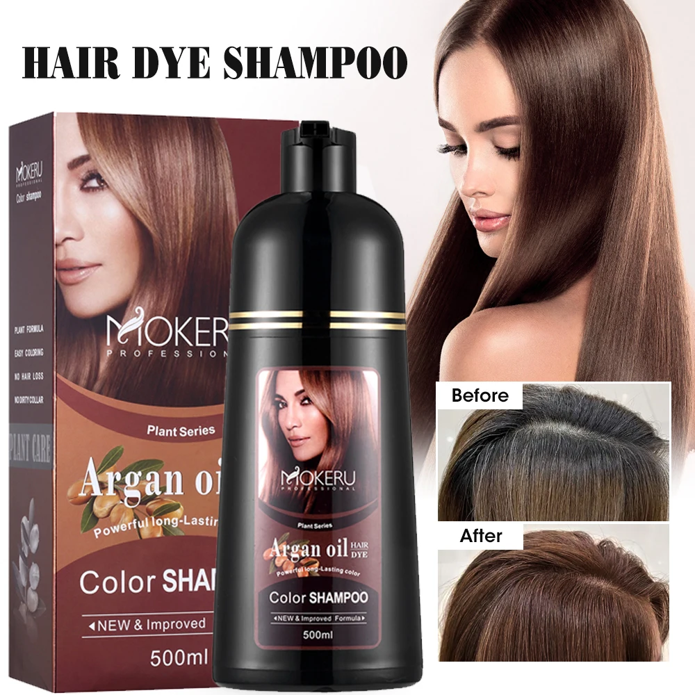 non allergic natural hair dye shampoo mokeru magic light brown and dark brown hair shampoo with argan oil without packing box
