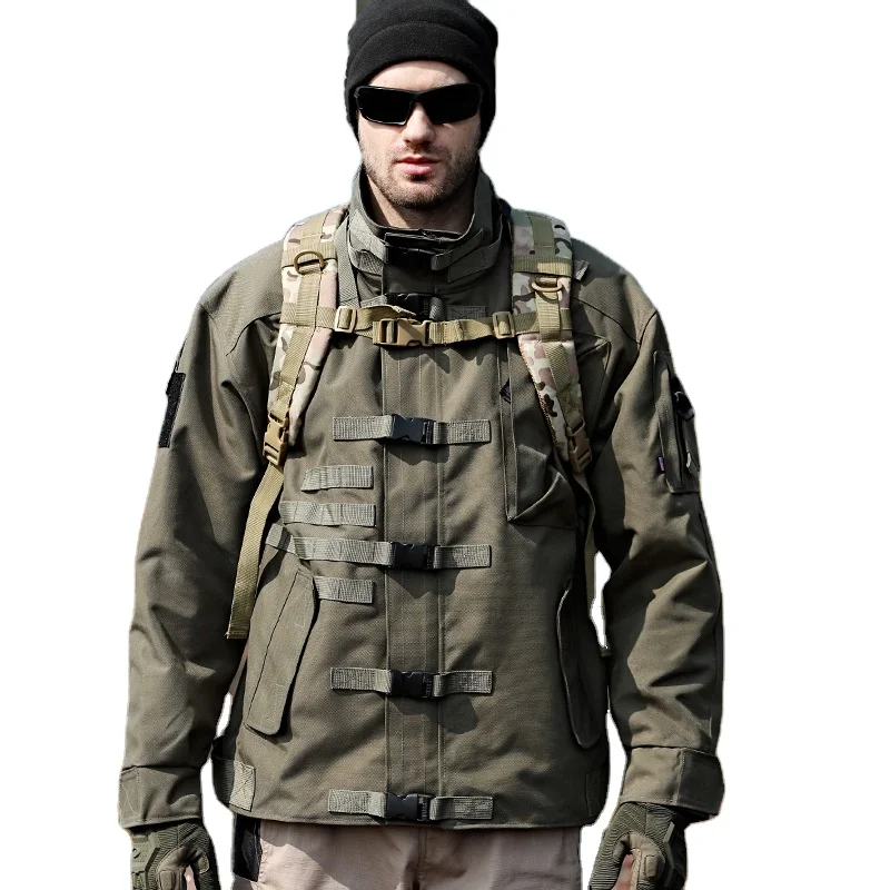 Outdoor scratch resistant and wear-resistant cycling and mountaineering multi pocket jacket.motorcycle s.windproof jacket