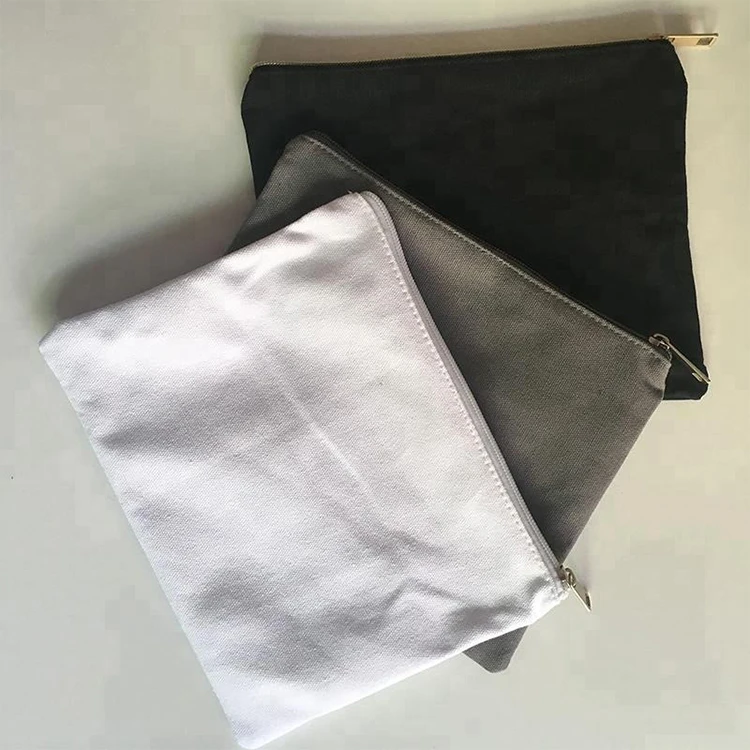  Eco Friendly Cotton Cosmetic Bags Blank Reusable Canvas Zipper Multicolour Makeup Pouch